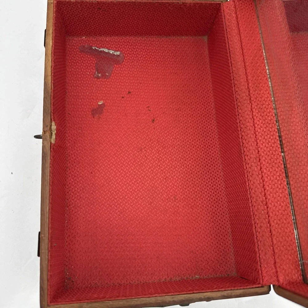 Vtg 1940s50s Pilliod Wooden Rectangular Chest/jewelry Box Brass Hardware MCM